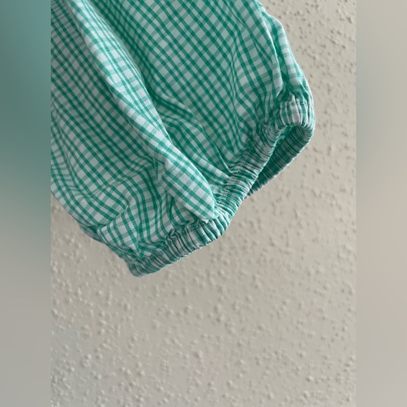 J Crew Factory Women’s Medium Green Gingham Cotton Blend Spring Tiered Dress - Picture 14 of 15